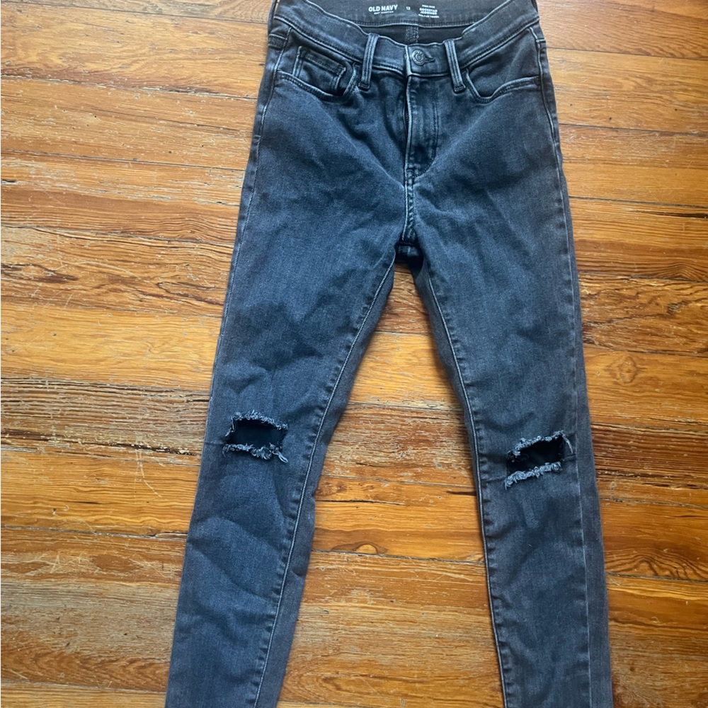 Girls black denim jeans
